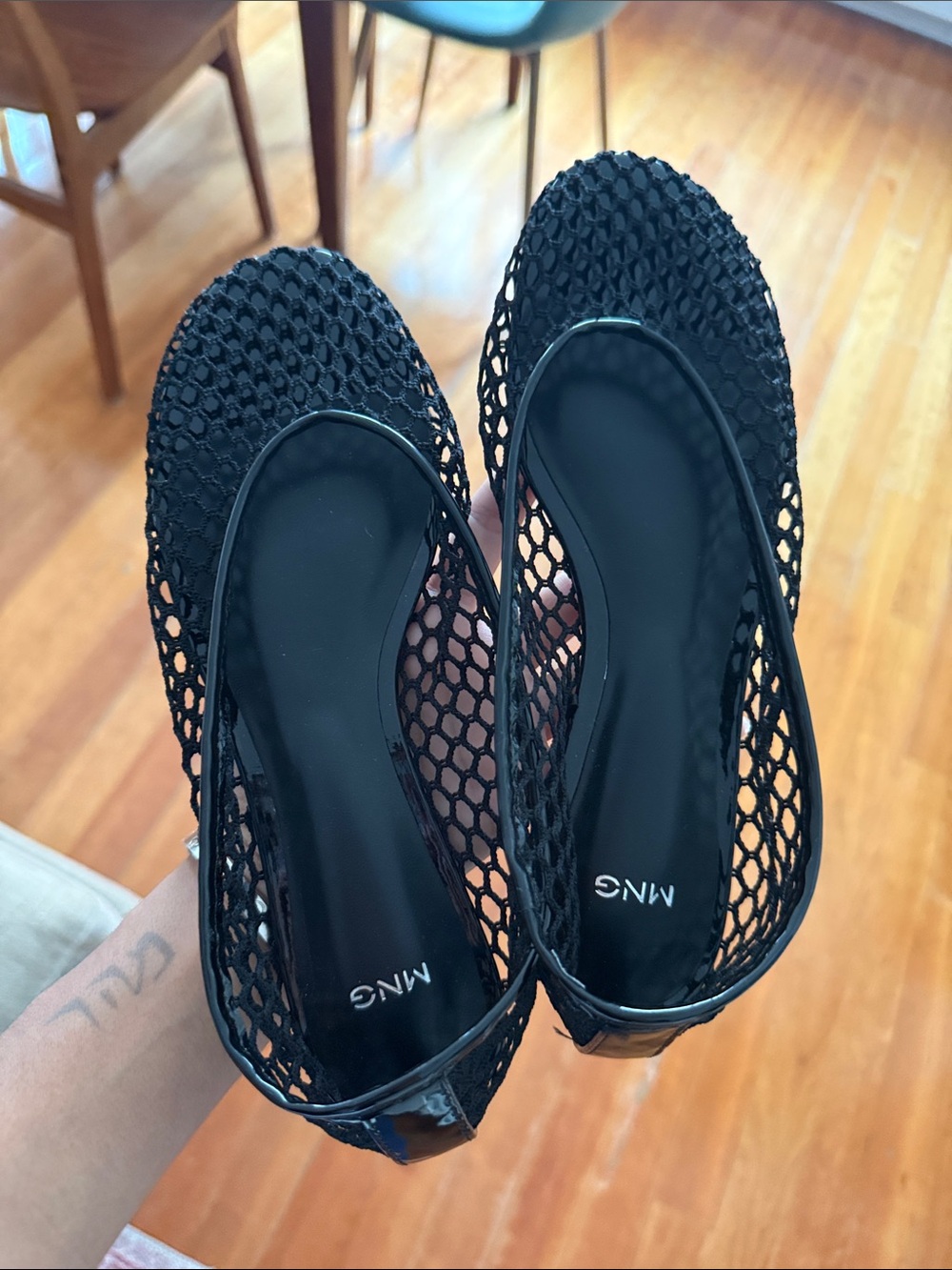 Mango Black Mesh Flats